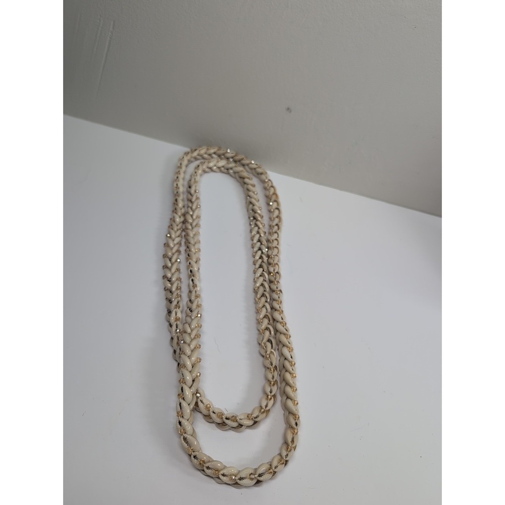 Vintage Cowrie Shell Necklace 52" Single Strand Handmade Shell Lei
